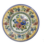 Antiguo Plato Colgante De Ceramica Pintado A Mano 37cm