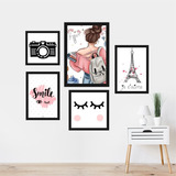 Kit Quadros Decorativos Girls Tumblr Quarto Menina 