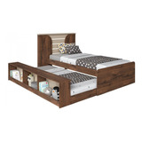 Cama Bibox Solteiro Yumi Café/off White Cimol - Somente Rj