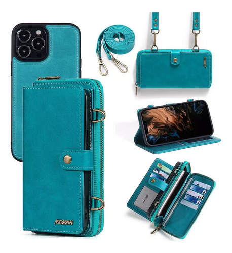 Capa Tipo Carteira Para iPhone 12 11 13 Pro Max Xr X Strap