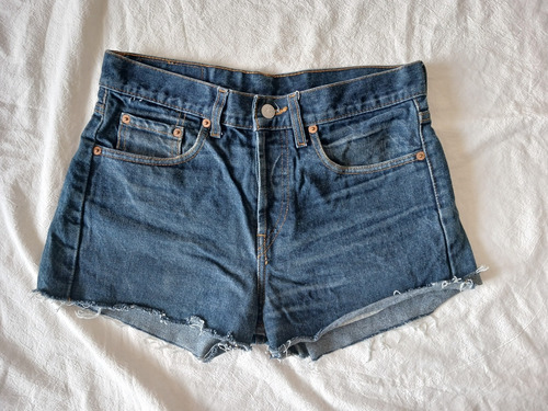 Mini Short Jean Levis Mujer Talle S Clásico 512 Azul Oscuro 