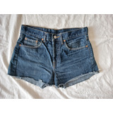 Mini Short Jean Levis Mujer Talle S Clásico 512 Azul Oscuro 