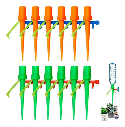 Pack 12 Estacas Riego Por Goteo Automatico Plantas Jardin