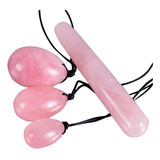 4 Huevos Yoni De Cuarzo Rosa Con Cuerda - Ejercicios Kegel