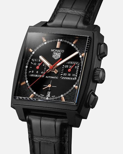 Reloj Black Dial Monaco Cronómetro Cuarzo Pila