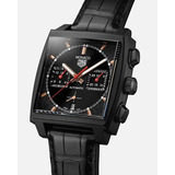 Reloj Black Dial Monaco Cronómetro Cuarzo Pila