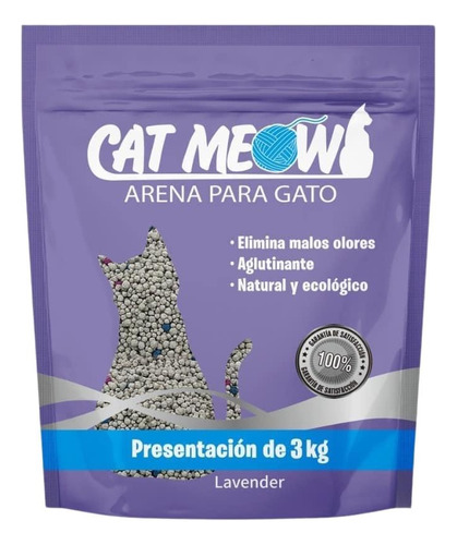 Arena Para Gatos Caja Arenero Cat Meow Lavanda 21kg 