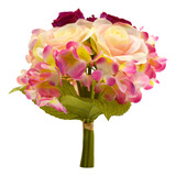 Ramo Flores Artificiales Rosas Jazmín Novia Decoración 25cm