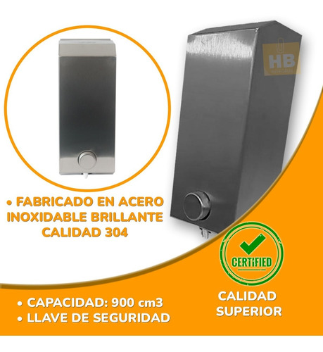 Dispenser Jabon Liquido De Acero Inoxidable Metal  X10uni