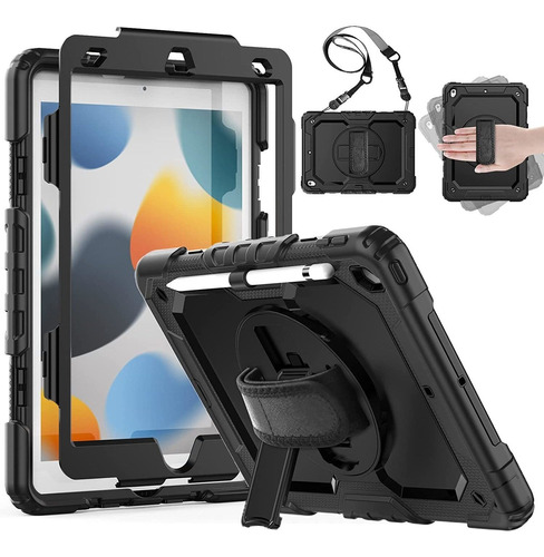 Funda Para iPad 10.2  (9a 8a 7a Gen) Hxcaseac Soporte Negro