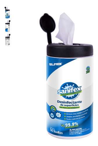 Desinfectante Sanitizante En Toallitas, Caja Con 50 Sanifex 