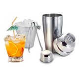 Kit Bar Coqueteleira 750ml Inox Balde Pegador Drinks Cozinha