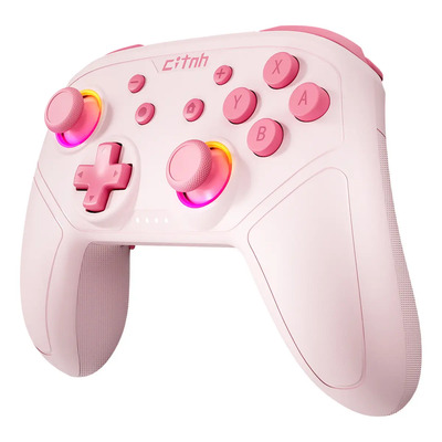 Compatible Con El Control Inalámbrico De Nintendo Switch 2/switch 1/switch Lite/switch Oled Compatible Con Pc Joystick De Efecto Hall Vibración De Doble Motor E Iluminación Rgb Rosa