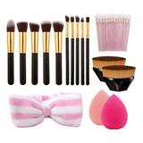 Kit 12 Pincéis Maquiagem Kabuki Acessórios Completo Make-up 