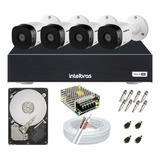 Kit Cftv 4 Câmeras Segurança 1080p E Dvr 8ch Intelbras C/ Hd