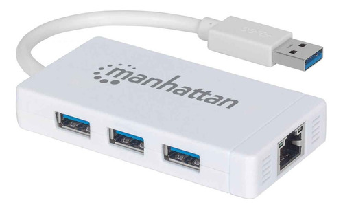 Hub 3 Pts Usb 3.0 Adaptador Gbit Ethernet Manhattan 507578