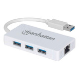 Hub 3 Pts Usb 3.0 Adaptador Gbit Ethernet Manhattan 507578