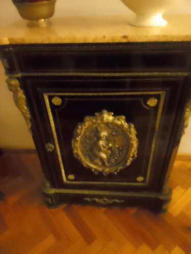 Chifonier Antiguo Datade1880,madera Negra,broncey Marmol Ros