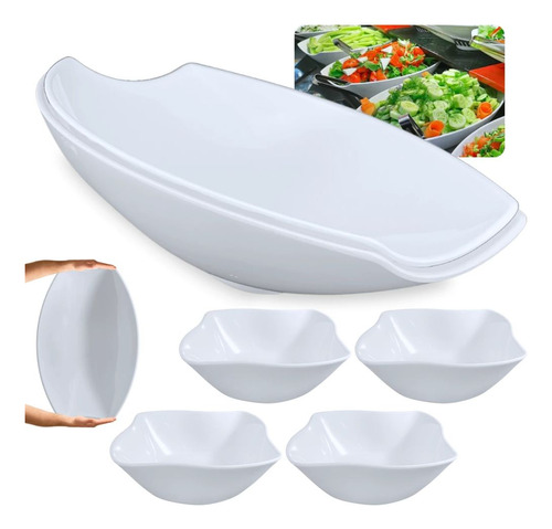 Kit 2 Travessas Salada Buffet 41cm Funda + 4 Tigelas 800ml