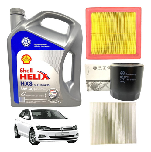 Kit Cambio De Aceite Vw Polo Msi Shell Hx8 5w40 + 3 Filtros