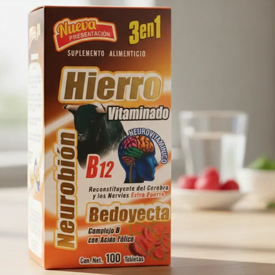 Hierro Vitaminado+bedoyecya+neurobion B12(complejo B) 100tab | Meses sin interés