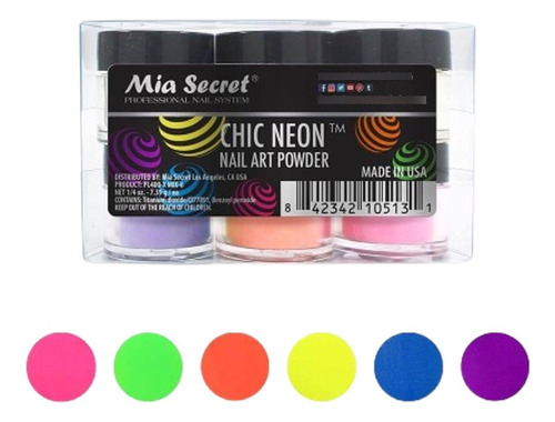 Gama De Acrílicos Colección Chic Neon Marca Mia Secret