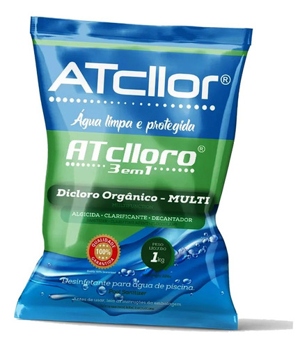 Atcllor Limper 1kg Multi Ação 3 Em 1 Cloro Para Piscinas