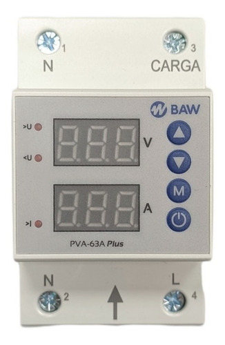 Protector Tension Baw Monofasico 63a Din Digital Volt Amper