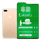 Kit 3x Película 9d Cerâmica P/ iPhone 6 7 8 Plus Protetora