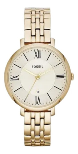 Reloj Para Mujer Fossil Jacqueline Dorado Color Del Fondo Blanco