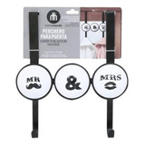 Perchero Puerta Mr & Mrs Gancho Hometrends Mostacho Bigote Color Negro Y Blanco