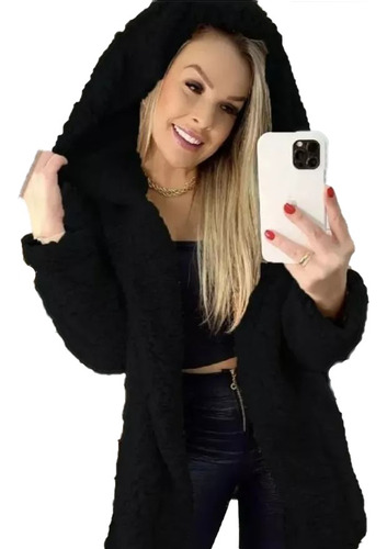 Casaco Maxi Teddy Feminina Pelinho Sherpa  Bear Inverno 