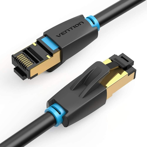 0,5 Mts. Cat8 Sftp 40 Gbps. Cabo Preto Ethernet Rj45. Venção