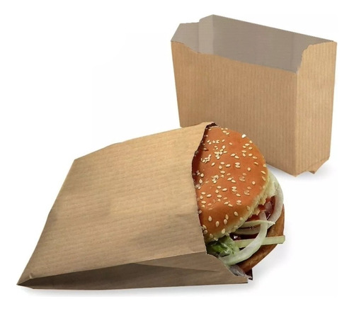 Bolsa Sobre De Papel Para Hamburguesa  Bióxido 13x5x10 X100u