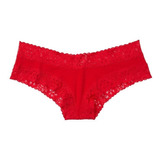 Victoria's Secret Lace Waist Cotton Cheeky Panty Rojo 393012