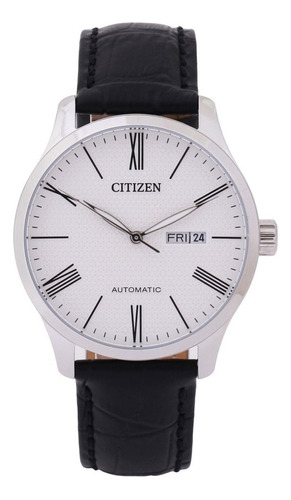 Reloj Citizen Hombre Automatico Nh835008a Color De La Malla Negro Color Del Bisel Plateado Color Del Fondo Blanco