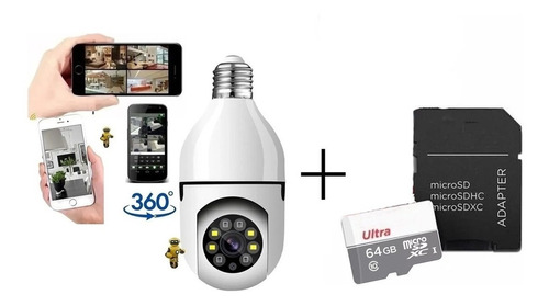 Kit 2 Camera Ip Lampada Wi-fi Yoosee  Espia+ 2 Cartão 64gb 