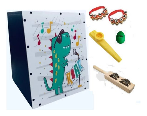 Kit Bandinha Cajon Percussão Inf - Musicalização Infantil 