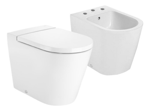 Combo Inspira Inodoro Corto Bidet 3a Asiento Loza - Roca