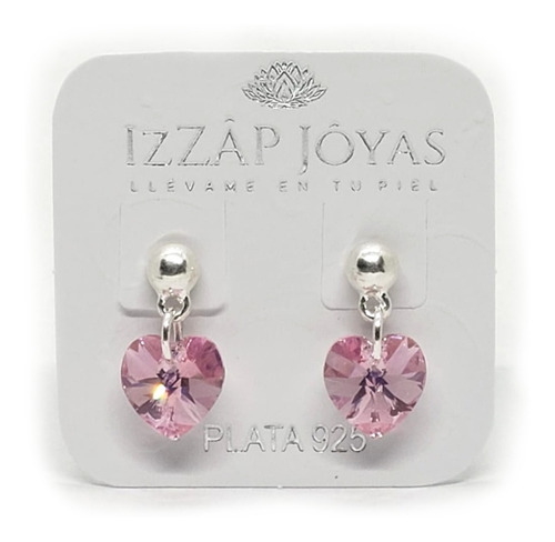 Aros Cristal Swarovski Corazón 10mm Bolita Pasantes Plata925