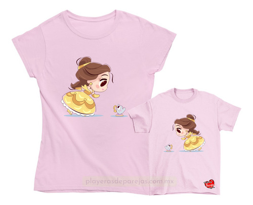 Playeras Para Mamá E Hija Dúo Princesas La Bella Y La 