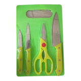 Juego Kit Cuchillos X5 Piezas Tijeras Tabla Picar Cocina