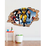 Adesivo De Parede Infantil Buraco 3d Herois Wolverine