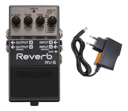 Pedal Efeito Boss Rv-6 Reverb C/ Shimmer Rv6 Guitarra +fonte