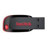 Pendrive Sandisk Cruzer Blade 128gb 2.0 Preto E Vermelho