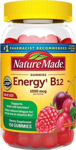 Nature Made Vitamina B12 Energia 1000 Mcg 150 Gomitas Sabor Berrys