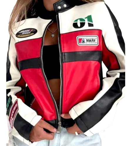 Campera Ecocuero Engomada Importada Moto Mami Moda Mujer