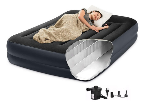 Colchon Inflable Queen Size + Bomba Aire Automatica Incluida