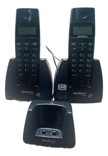 2 Telefones Intelbrás Ts40 Id-sem Fio Com Ramal Preto + Base
