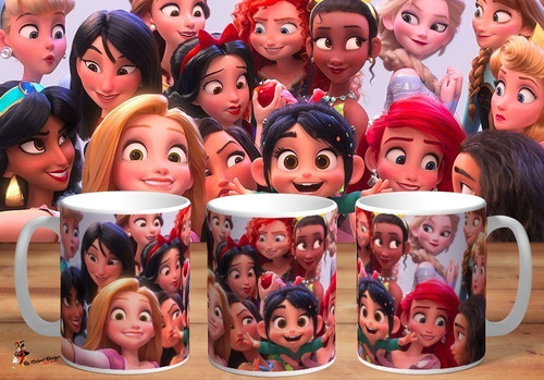 Taza - Tazón De Ceramica Princesas Disney Selfie 4k Art